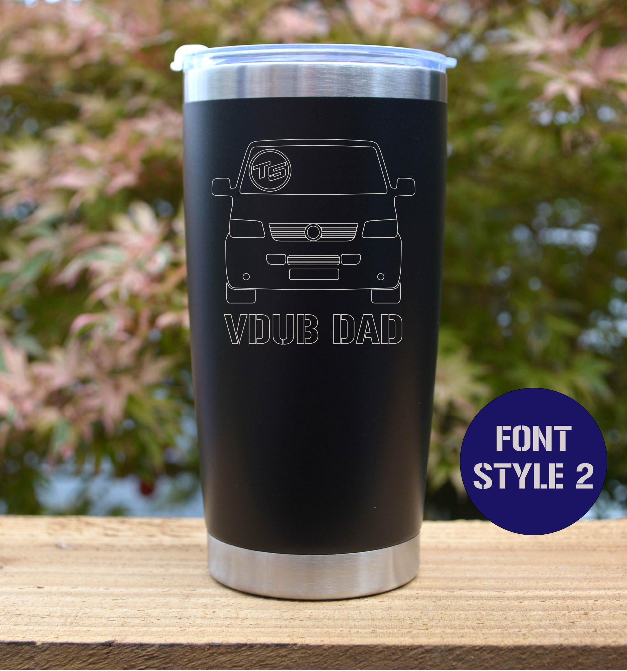 T5 Transporter Van Personalised Stainless steel thermal Travel mug - Image 2