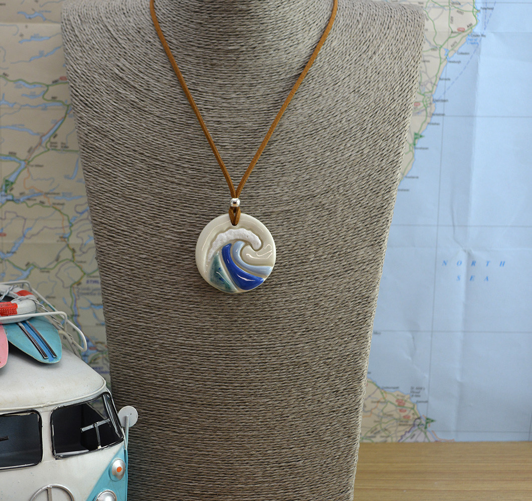 Handmade Ceramic Wave / Surf Necklace - Image 5