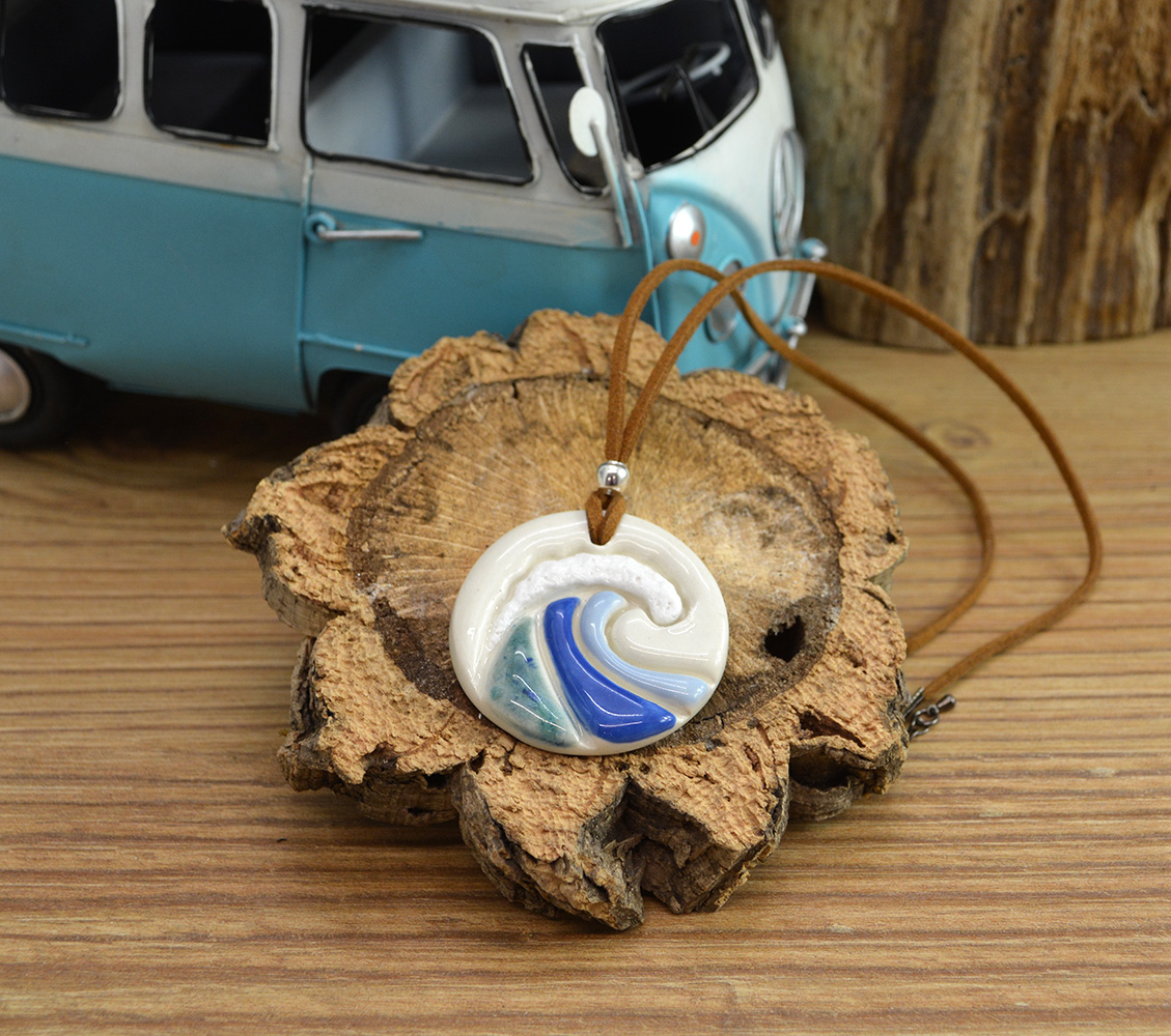 Handmade Ceramic Wave / Surf Necklace - Image 6