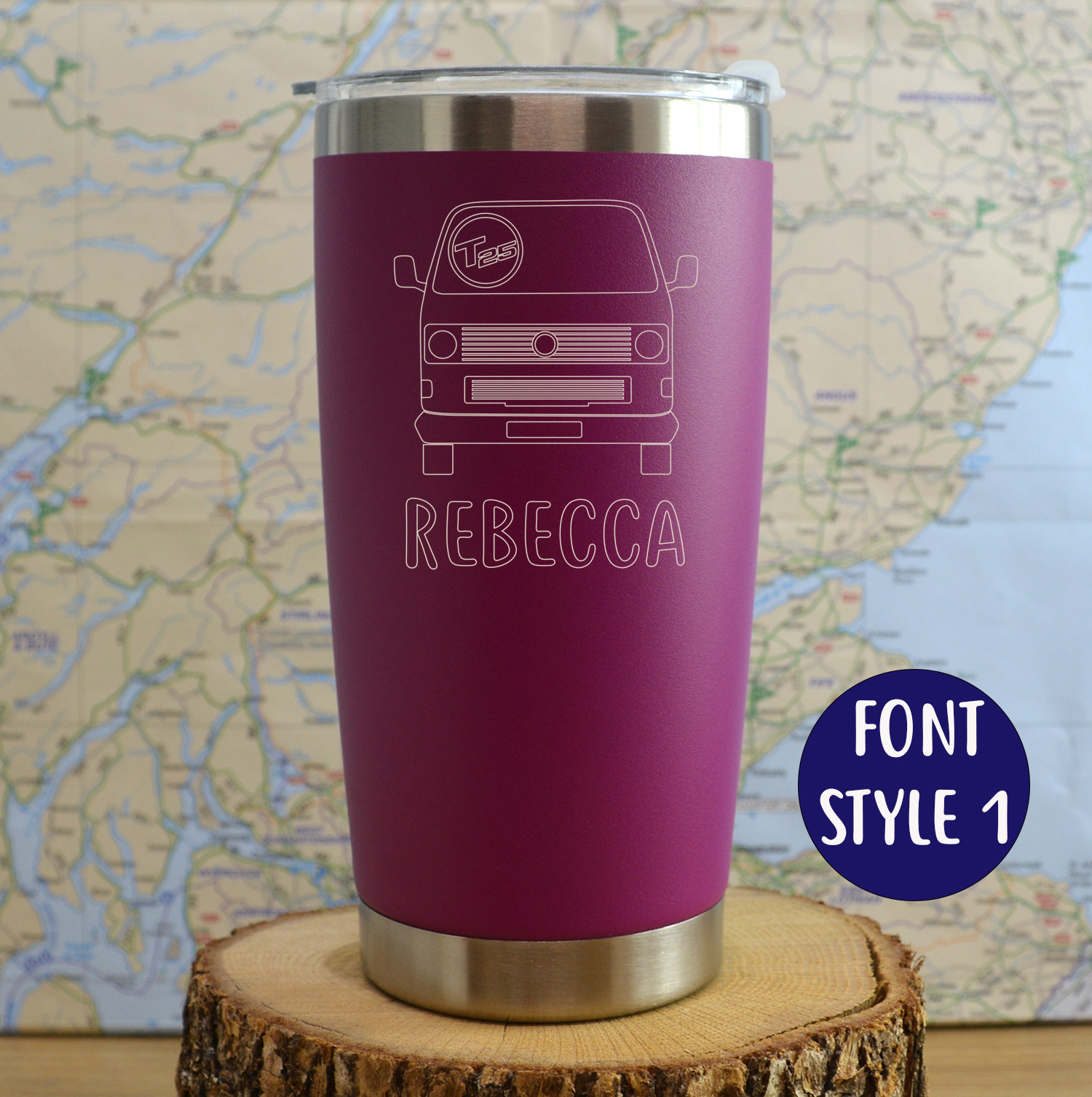 T25 Transporter Van Personalised Stainless steel thermal Travel mug - Image 3