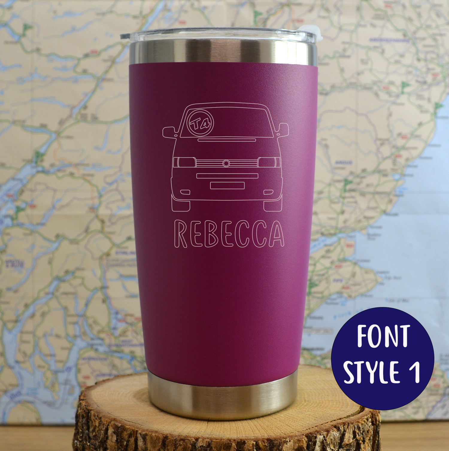 T4 Transporter Van Personalised Stainless steel thermal Travel mug - Image 3