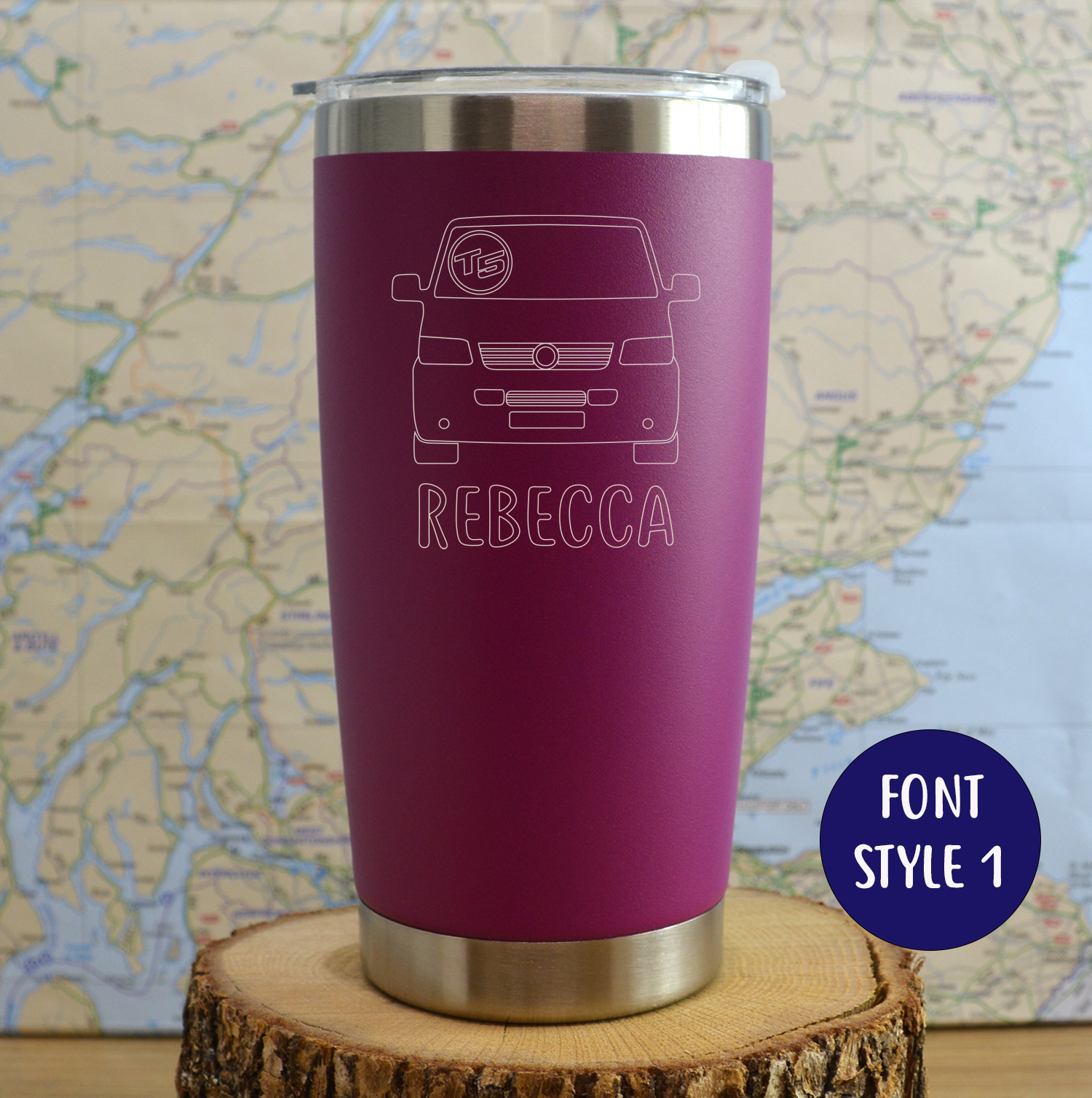 T5 Transporter Van Personalised Stainless steel thermal Travel mug - Image 3