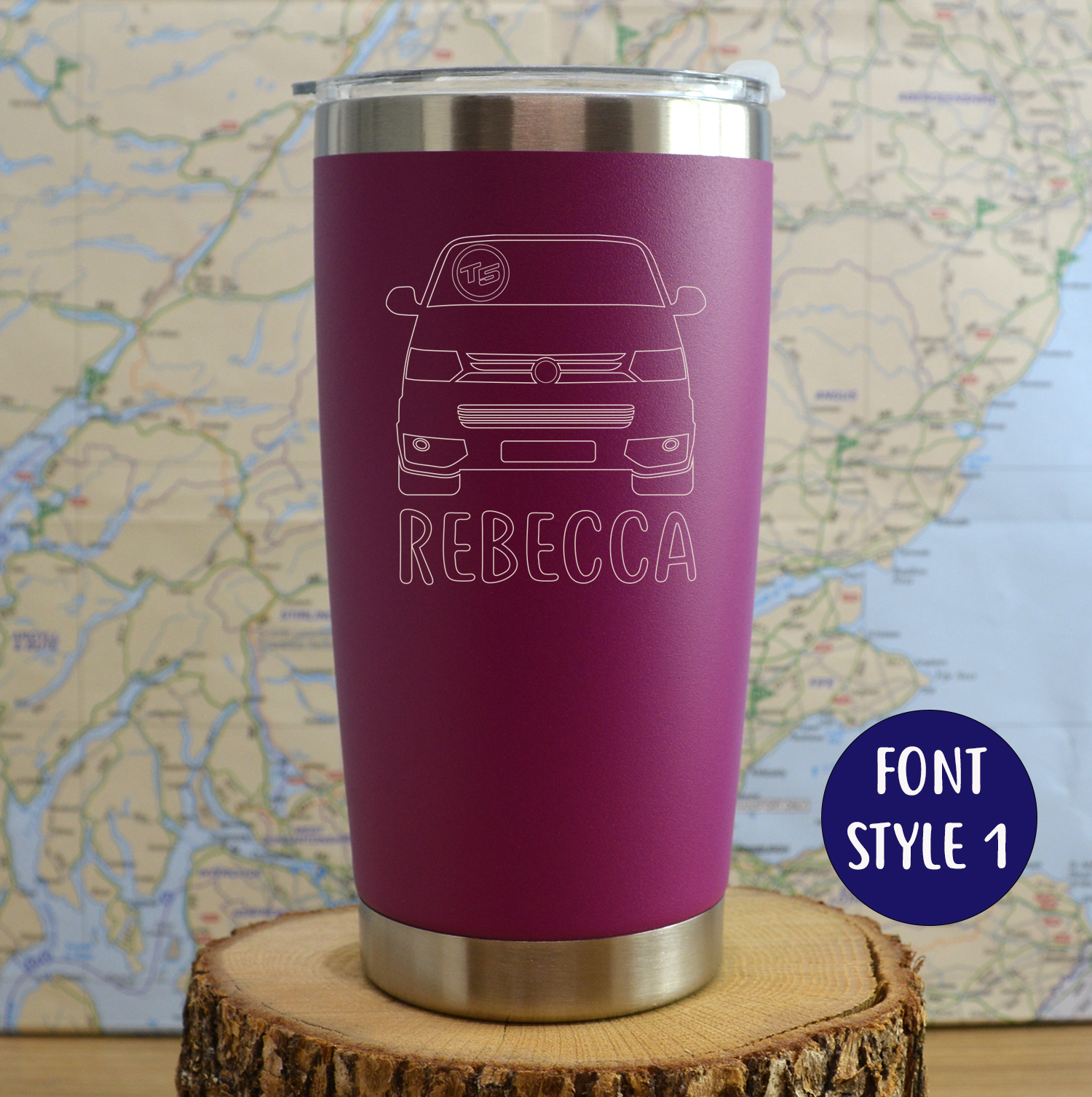 T5.1 Transporter Van Personalised Stainless steel thermal Travel mug - Image 4