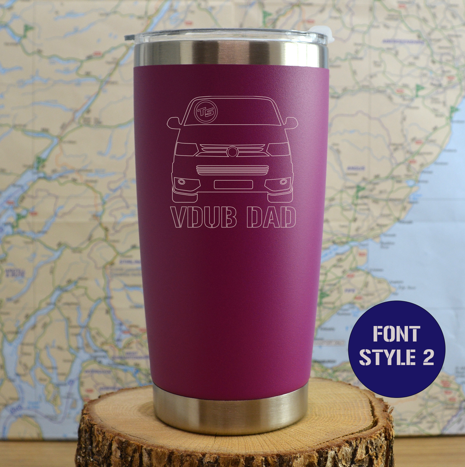 T5.1 Transporter Van Personalised Stainless steel thermal Travel mug - Image 3