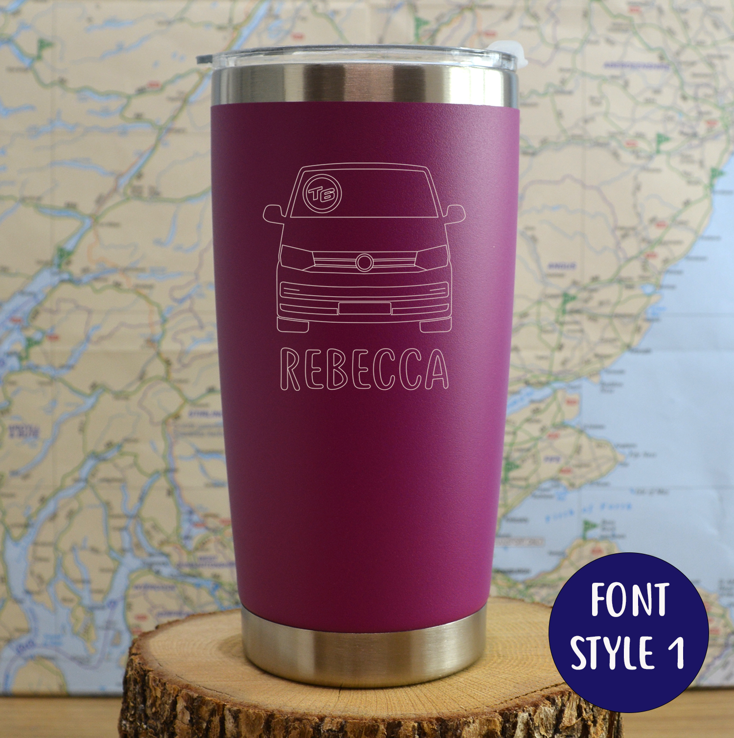 T6 Transporter Van Personalised Stainless steel thermal Travel mug - Image 3