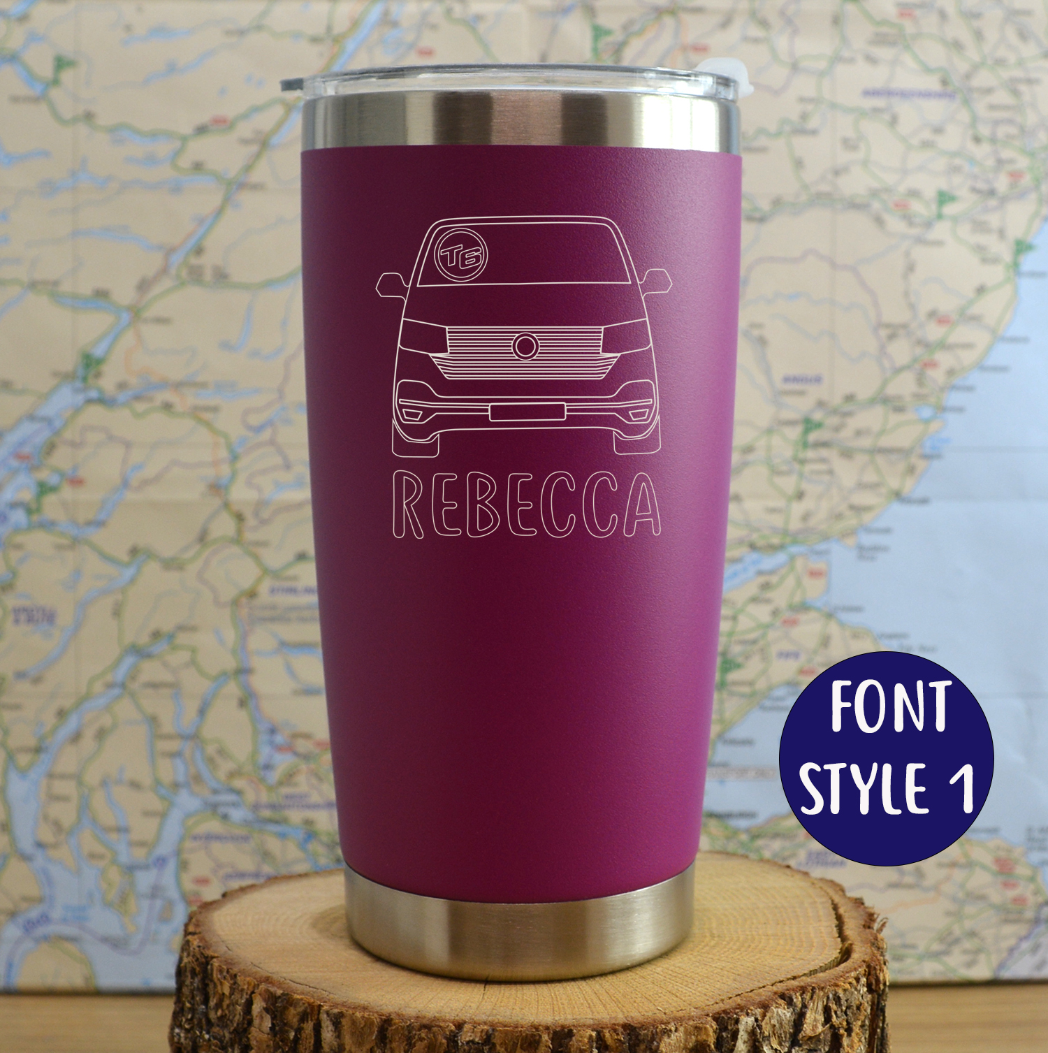 T6.1 Transporter Van Personalised Stainless steel thermal Travel mug - Image 3