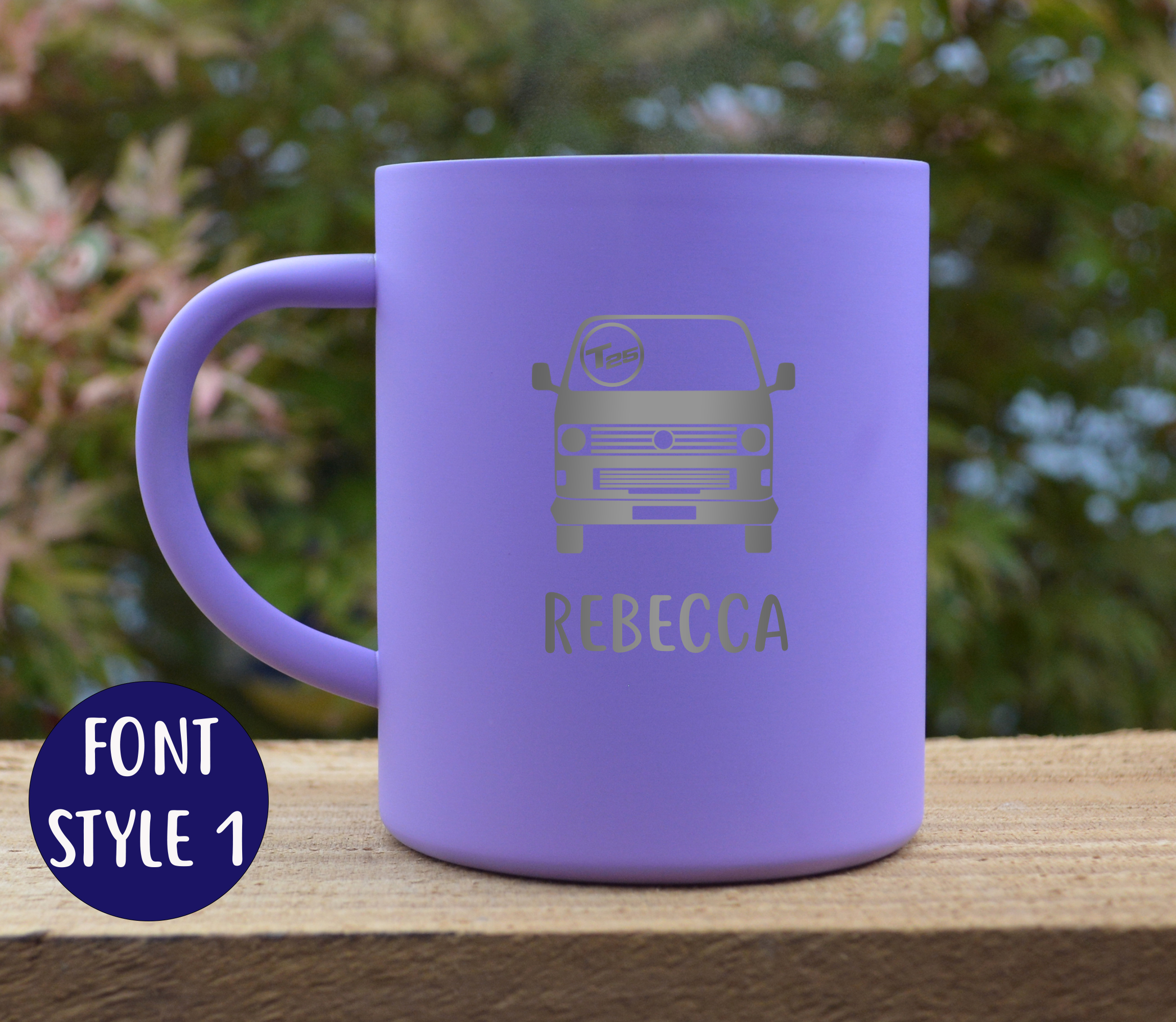 T25 Transporter Van Personalised Stainless steel thermal camping mug - Image 2