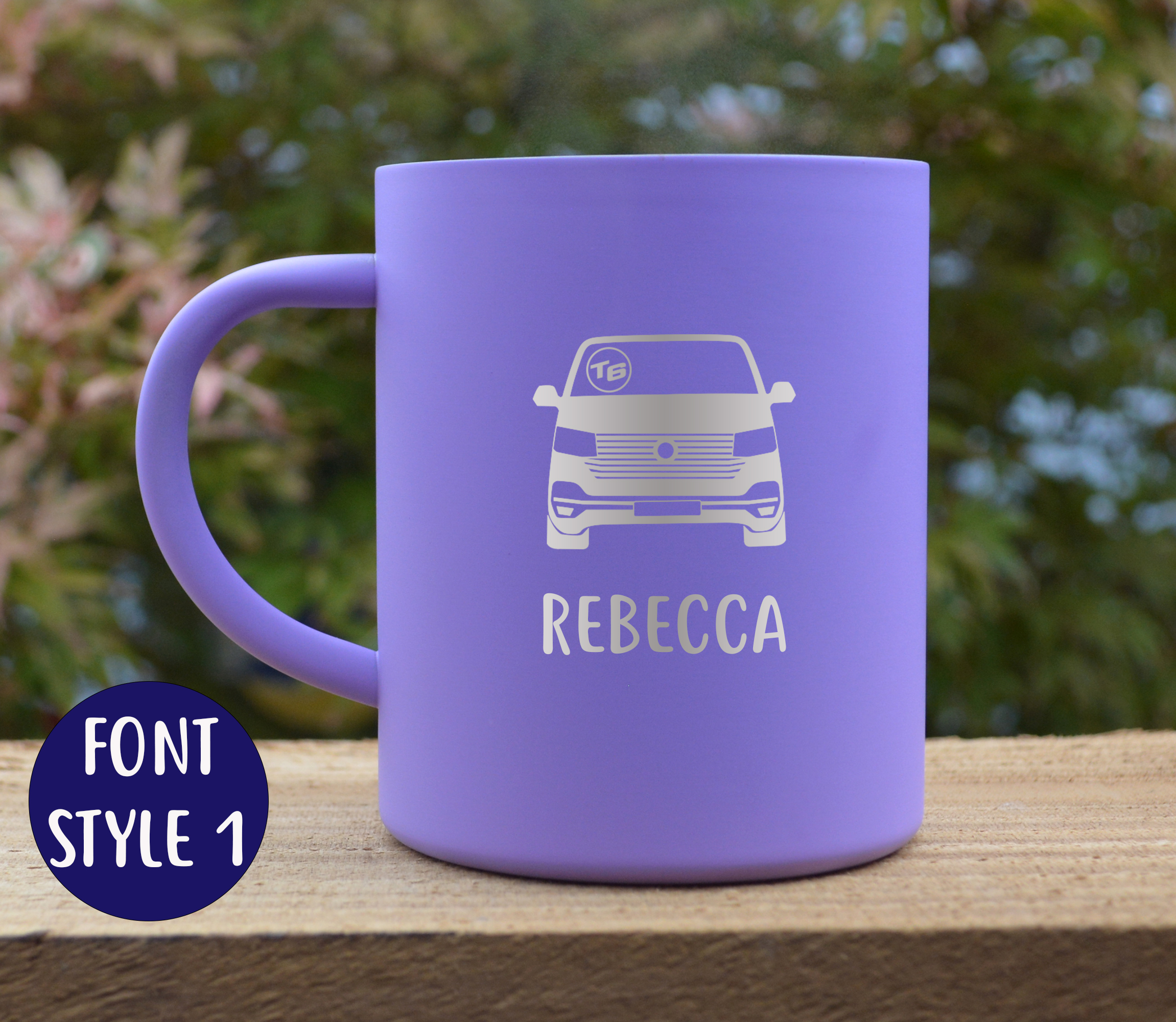 T6.1 Transporter Van Personalised Stainless steel thermal camping mug - Image 2