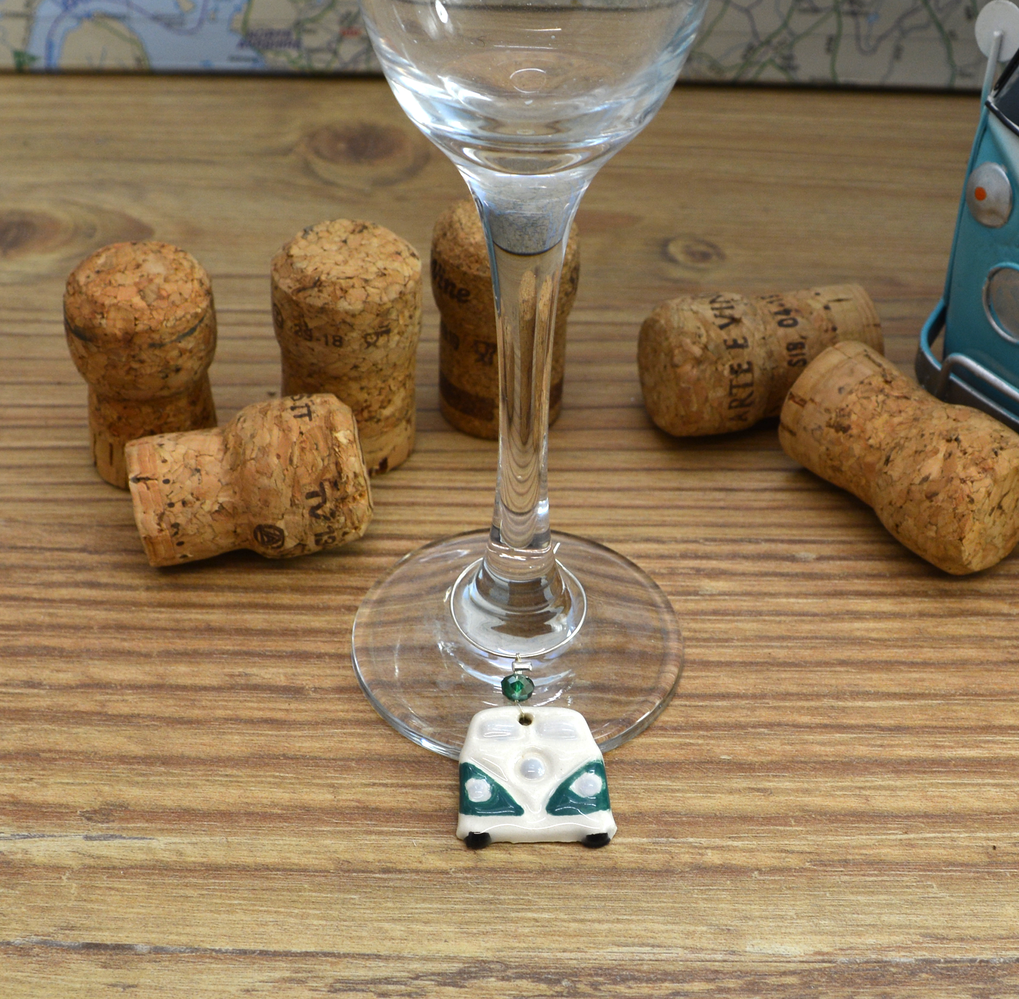 Handmade Unique Ceramic Campervan Van Wine Glass Charms, Gift For A Friend, Birthday Gift, House Warming Gift, Celebration - Image 5