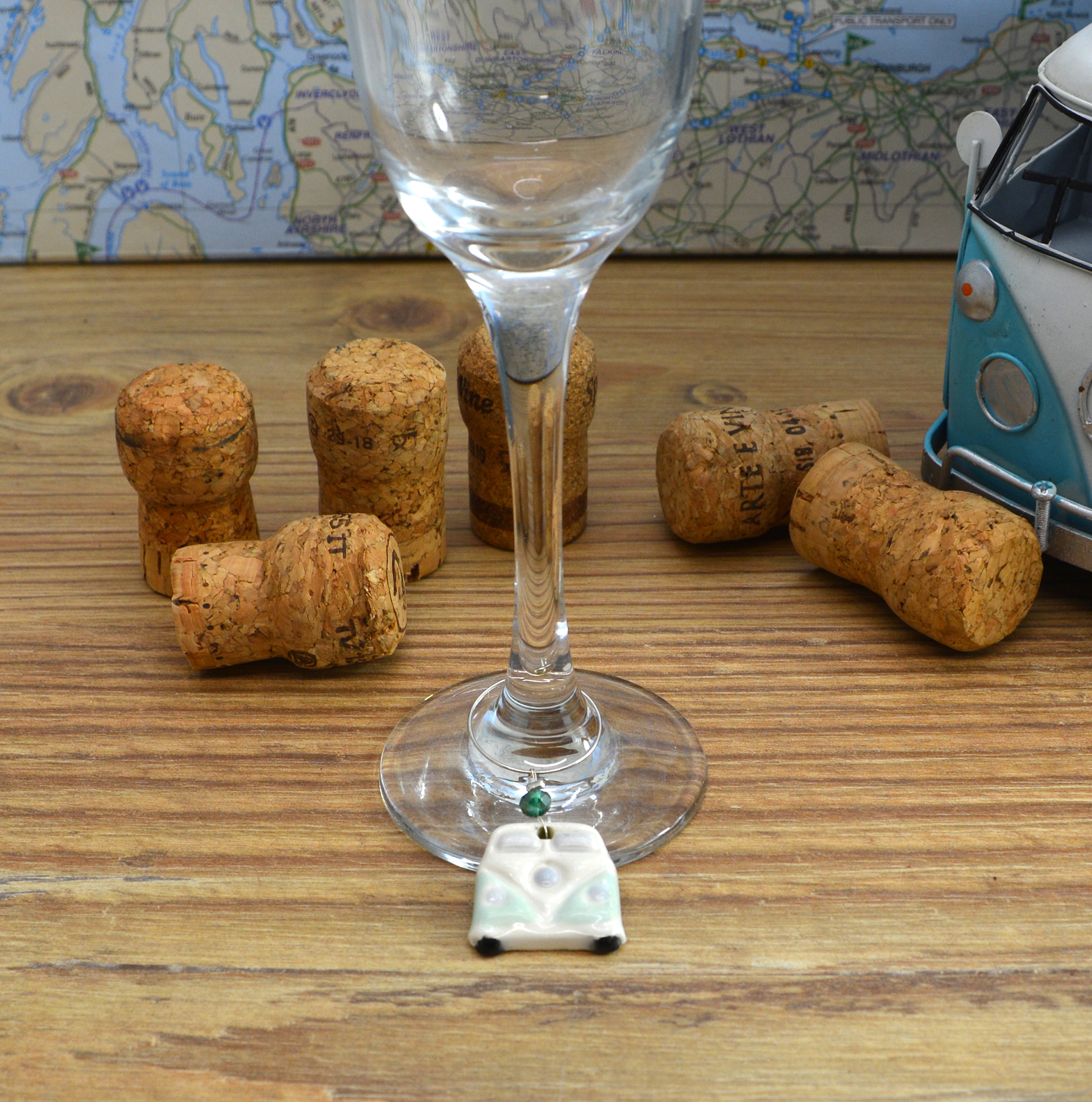 Handmade Unique Ceramic Campervan Van Wine Glass Charms, Gift For A Friend, Birthday Gift, House Warming Gift, Celebration - Image 7
